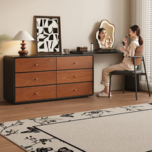 咏楠梳妆台全实木中古风斗柜一体极简卧室高级感可伸缩家用化妆桌