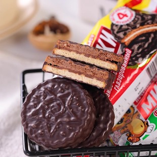 三明治巧克力饼干俄罗斯进口榛子可味夹心网红饼干休闲儿童零食品