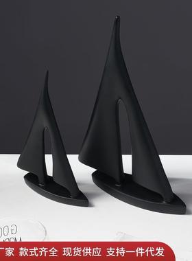 北欧抽象简约帆船模型摆件居家酒柜摆设工艺品书房桌面创意装饰品