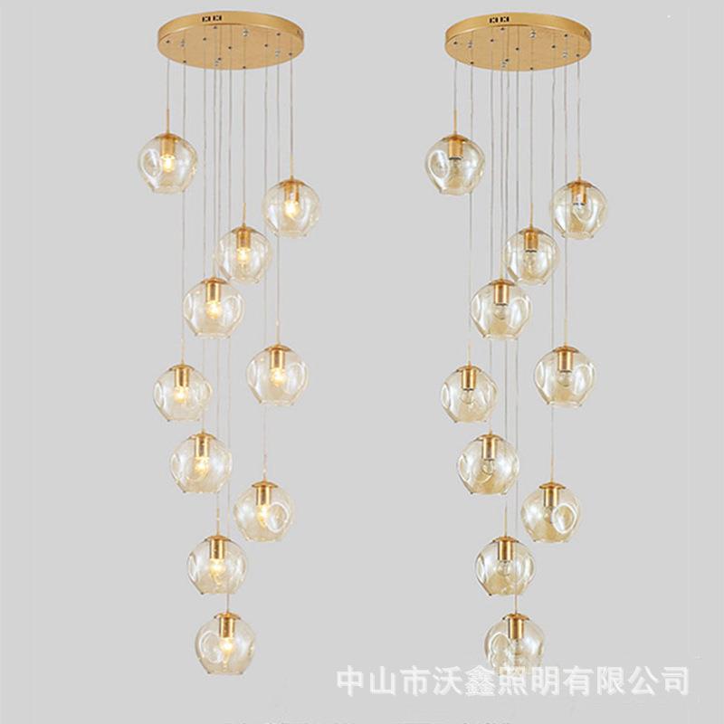 楼梯吊灯复式楼梯间长吊灯别墅酒店旋转现代简约创意loft小公寓灯