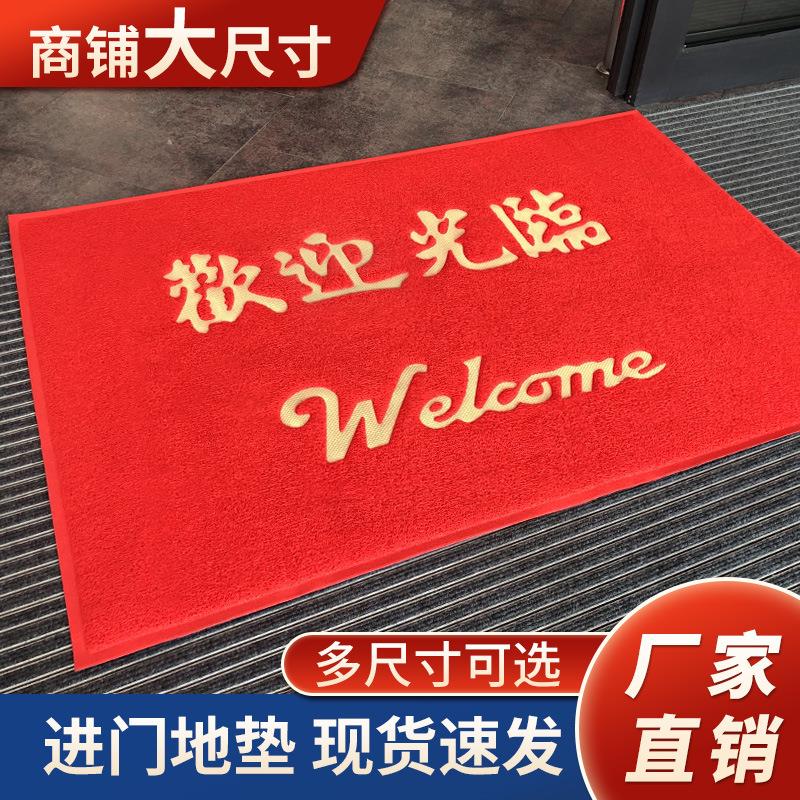 PVC塑料进门入户丝圈欢迎光临地垫加厚门口迎宾入门门垫脚垫