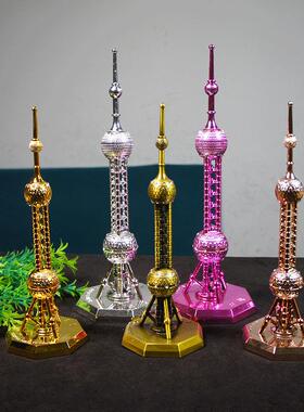 上海东方明珠摆件带钻LED灯模型电镀做工上海旅游纪念大小号多色