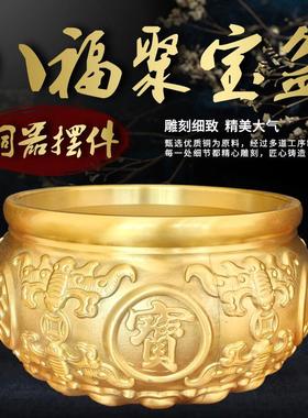 铜聚宝盆摆件黄铜家用客厅办公室开业装饰铜制品工艺礼品摆件