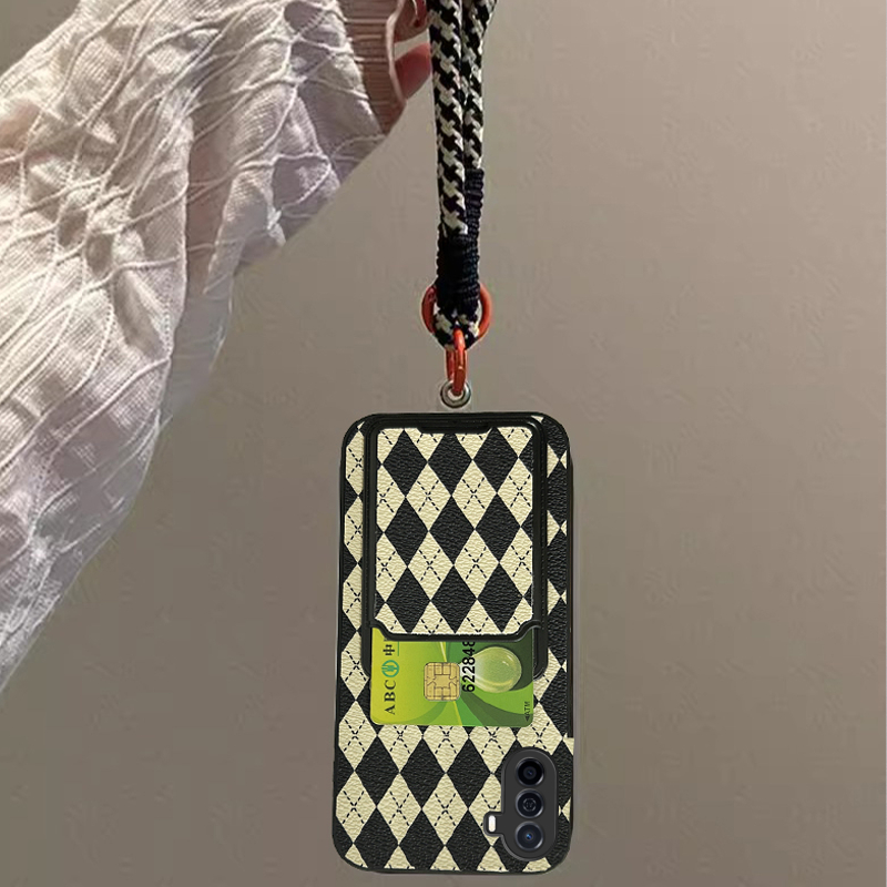 适用华为畅享70手机壳70Z插卡套60手提70Plus门禁卡20SE全包50Pro小众50公交卡20E情侣款70X菱格70S轻奢30E