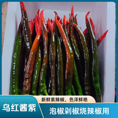 农家自种鲜辣椒新鲜乌红酱紫红二荆条线椒尖椒泡椒辣椒酱剁椒5斤