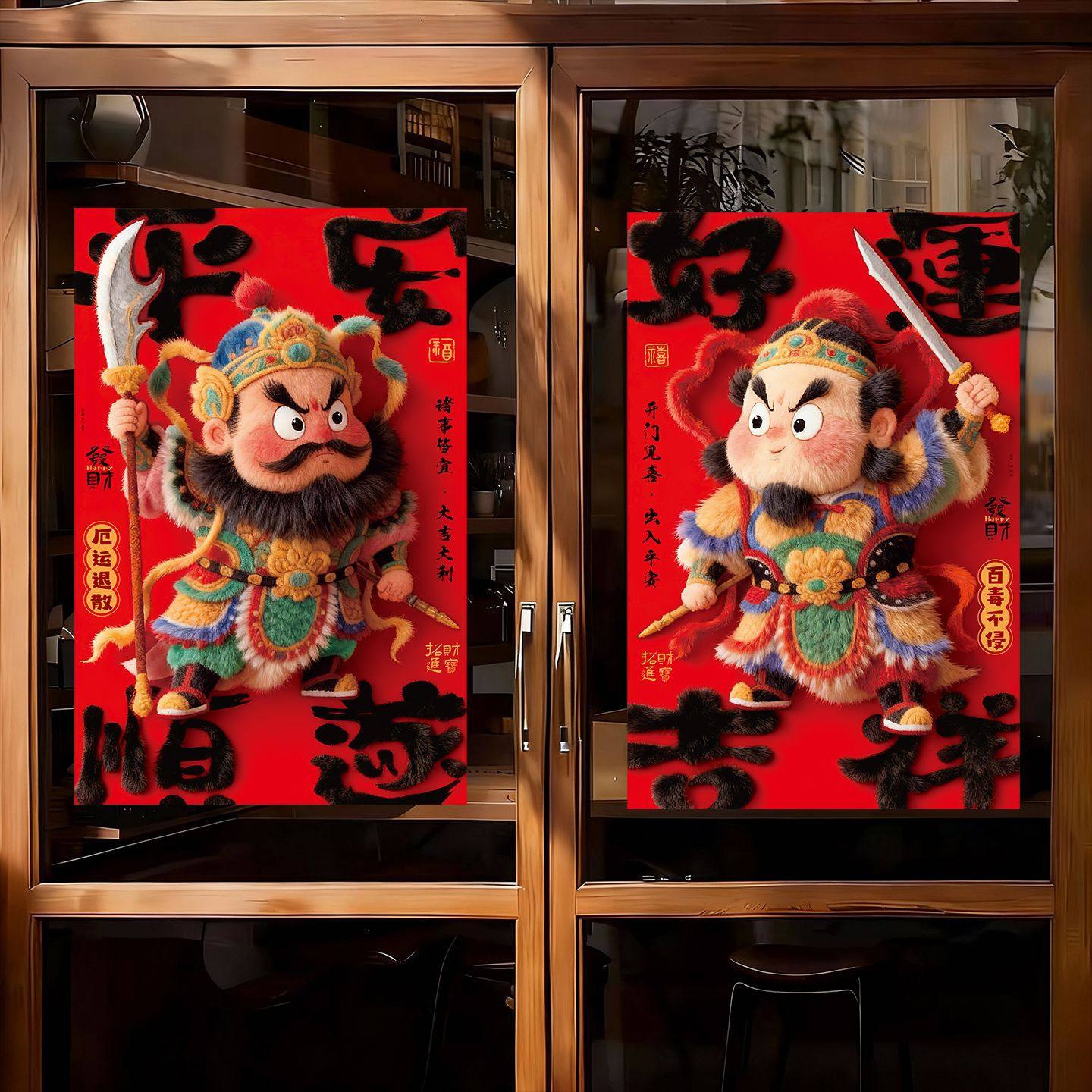 2026马年毛绒门神创意静电贴新年春节装饰中式窗花过新年贴纸布置,节庆用品/礼品,门神,淘宝优惠券,粉丝福利购,淘宝优惠卷