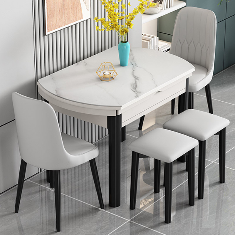 钢化玻璃餐桌家用小户型餐台实木方圆两用折叠伸缩多功能可变