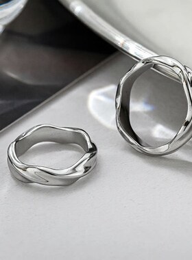 韩版莫比乌斯戒指女小众ins食指戒简约设计感冷淡风素圈戒指环男