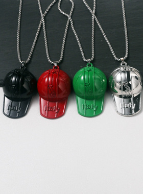 欧美潮流男女项链嘻哈百搭不掉色多色鸭舌帽长款毛衣链街头风个性