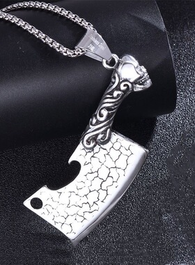 个性菜刀项链男可开啤酒瓶吊坠韩版霸气潮人骷髅毛衣链嘻哈创意