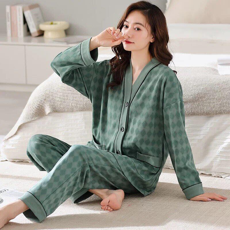 点击率睡衣女春秋季纯棉长袖新款和服网红爆款开衫家居服大码套a3
