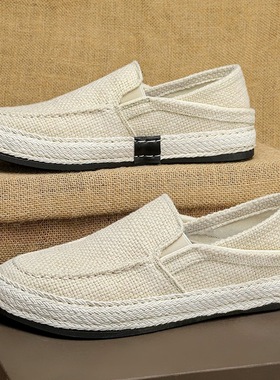 蒲田男鞋福建晋江甫田浦田夏季休闲亚麻帆布鞋温州广州惠州新a54