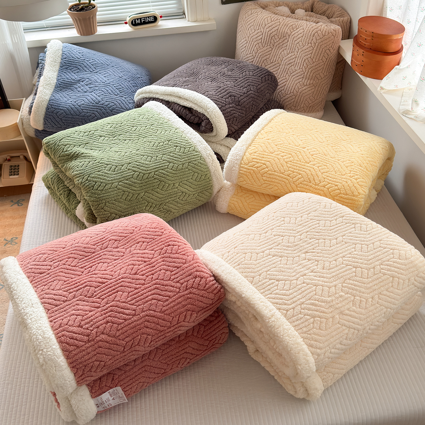 25新款塔芙绒提花双层四季毛毯-凯丽缦纱KEX