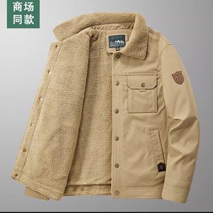 羊羔绒休闲a34 外套男军旅秋冬季 海口龙华振炳商贸店男装 加绒工装