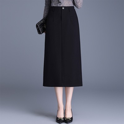 直筒西装裙半身裙女秋季2025年新款中长款高腰一步休闲裙开叉气质