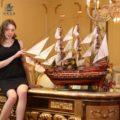 圣菲利普号一帆风顺帆船模型纯手工木制船客厅摆件高端大气上档次