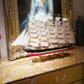 100CM纯手工木质仿真船模型一帆风顺摆件家居客厅阳台装 饰乔迁礼