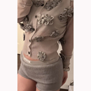 辣妹高低腰纯色紧身弹力针织包臀短裤 热裤 2024春季 修身 女 新款 美式