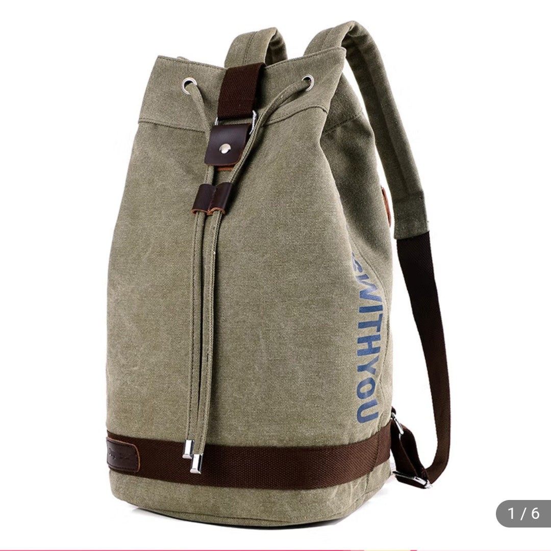 正和帆布双肩包男女款高级感旅游轻奢户外运动休闲大容量抽绳a37