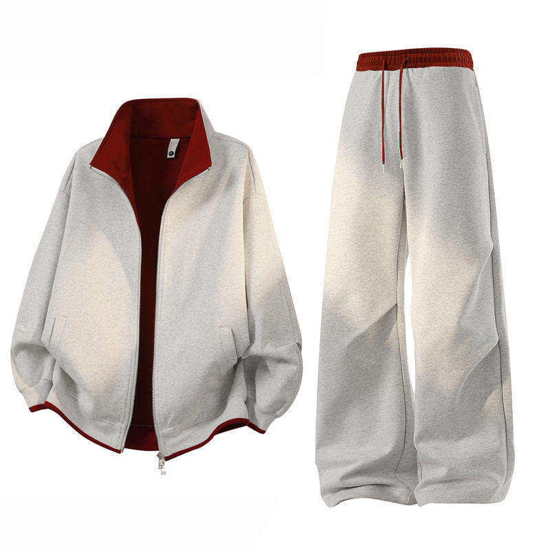 潮牌休闲运动套装男2026新款春夏季立领开衫卫衣宽松卫裤两件套a5