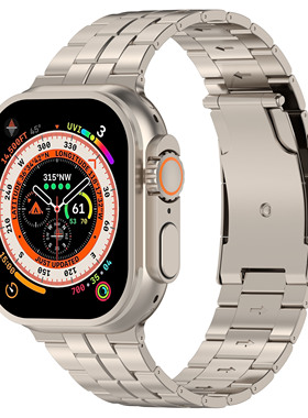 适用AppleWatchUltra2表带钛AppleWatch9苹果手表带Ultra表壳iWatch8钛金属S9S8金属iPhoneWatch7i方块龟壳扣