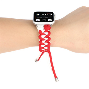 iwatch表带尼龙伞绳apple watch6/5/4/3 8代se表带运动透气创意ultra S7苹果手表编织表带女男个性41mm/45/49