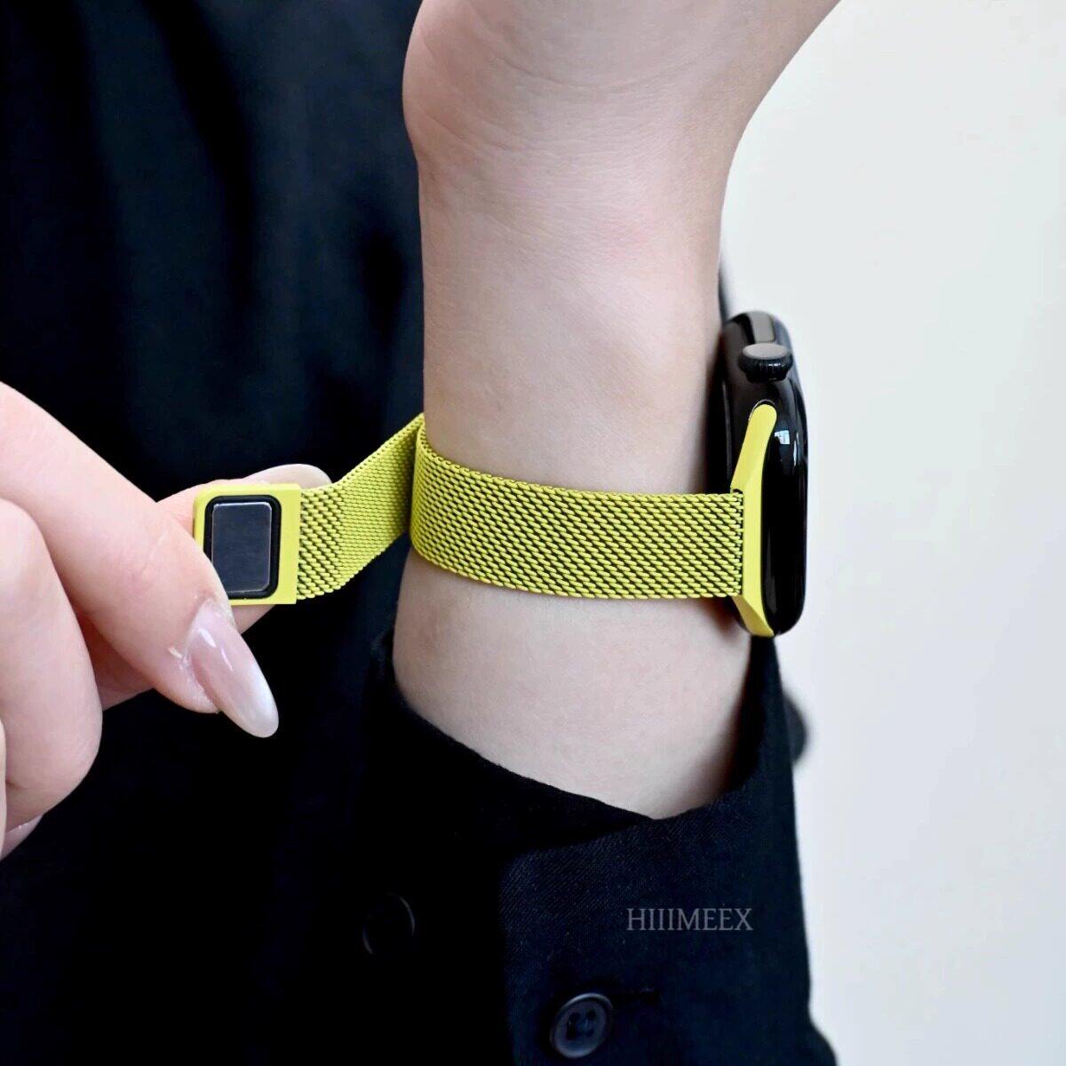 适用苹果手表 细版米兰iwatch表带简约applewatch苹果表带细款透气s10表带磁吸金属腕带女生夏季潮流