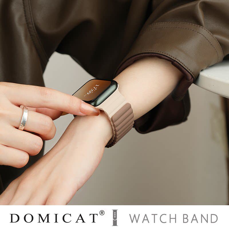 适用苹果iwatch11手表表带applewatch10表带磁吸s9硅胶Ultra3美拉德S8代SE女秋冬S7运动拼色新款保护壳男夏季