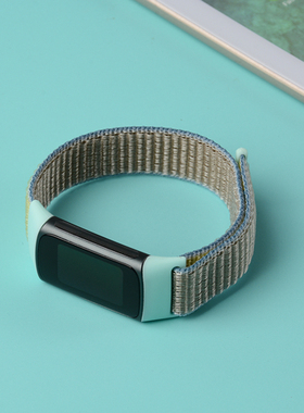 适用Fitbit charge5智能手环弹力尼龙编织表带智能运动手环替换腕带可调节彩虹创意手表链charge5尼龙魔术贴