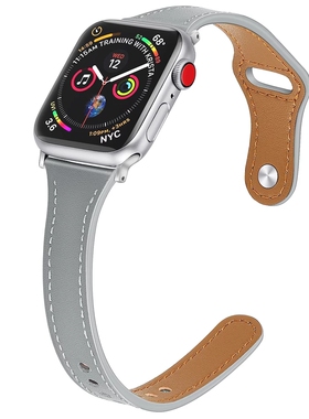 适用苹果apple watch 7代手表带时尚女细真皮简约柔软 iwatch6/5/4/3/2表带SE皮个性潮44/42/40mm41mm45腕带