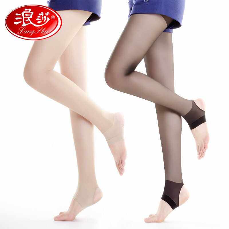 超薄连裤袜浪莎大码黑肉色全透明