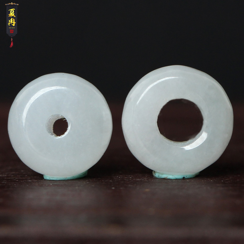 天然翡翠算盘珠大孔单珠散珠子