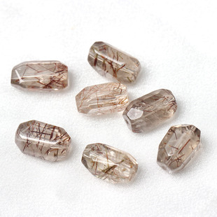 天然黑金超红铜发晶随行路路通异形散珠子不规则桶珠手串手链配件