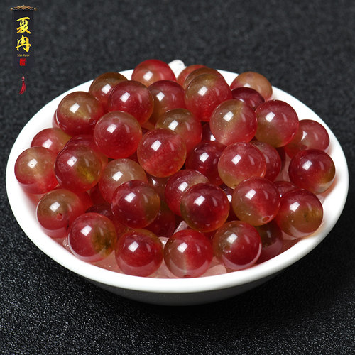 diy西瓜玉髓水晶半成品项链散珠