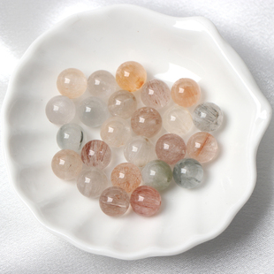 天然彩兔毛散珠手链女男粉兔毛发晶猫眼石多宝水晶手链手串