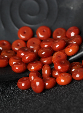 南红色玛瑙隔片散珠子算盘珠DIY 满色满肉柿子红 文玩菩提隔片
