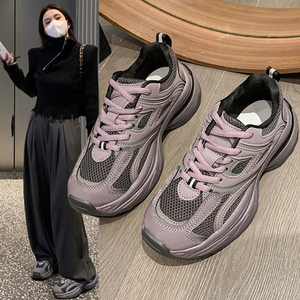 欧洲站厚底ins老爹鞋女2023秋季新款复古透气百搭轻便休闲运动鞋