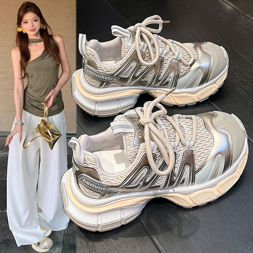 卡皮巴拉网面透气休闲运动老爹鞋