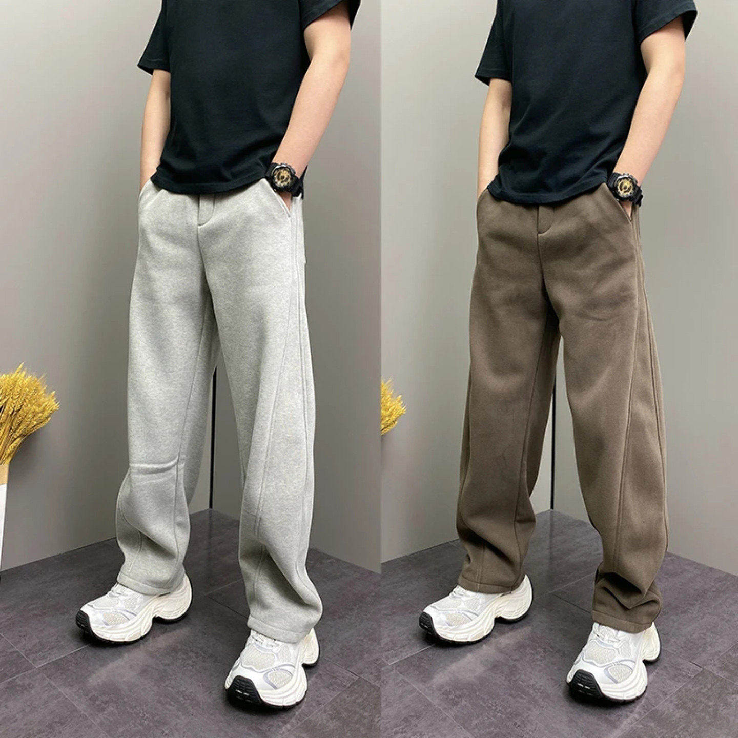 天骏百货男裤冬季加绒加厚简约百搭弯刀休闲裤男士显瘦直筒运动裤,男装,休闲裤,淘宝优惠券,粉丝福利购,淘宝优惠卷