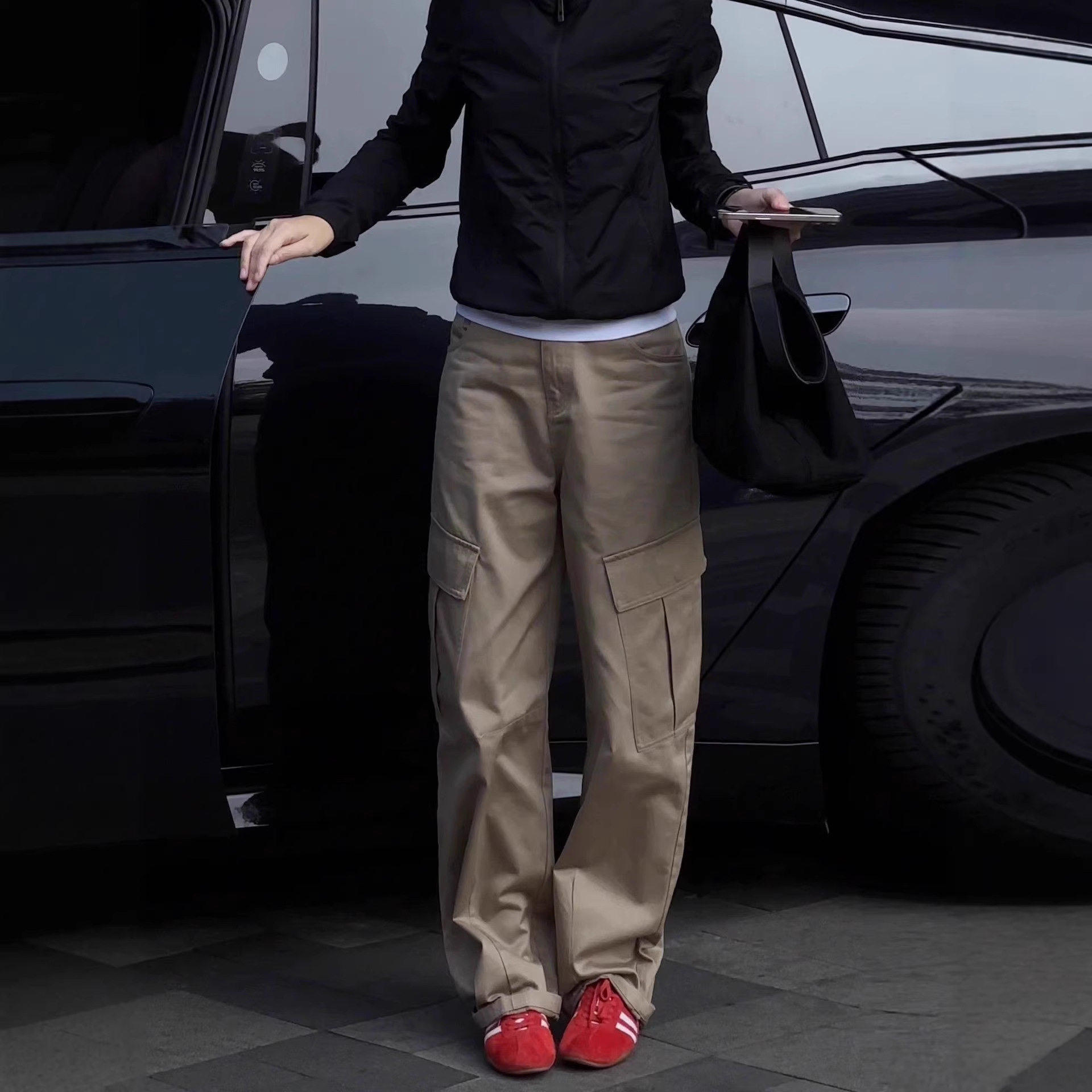 小璟时尚穿搭2026年新款高街窄版工装裤春季复古多口袋直筒阔腿a7