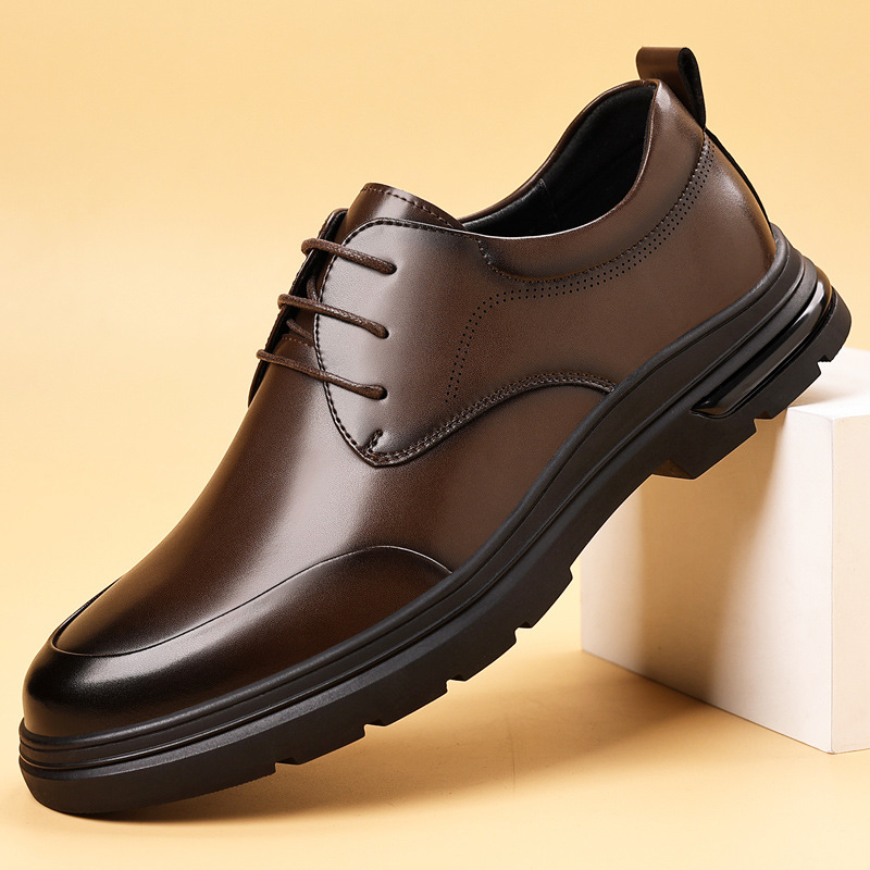 劲步男鞋皮鞋2025秋季成熟稳重复古英伦风休闲男鞋系带通勤百搭鞋