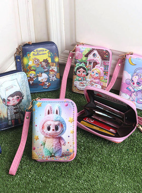 卡通儿童molly crybaby hirono dimoo skullpanda 手提零钱包