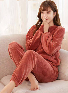 星丰女装珊瑚绒保暖睡衣男女加绒加厚家居服秋冬高档宽松暖暖a30