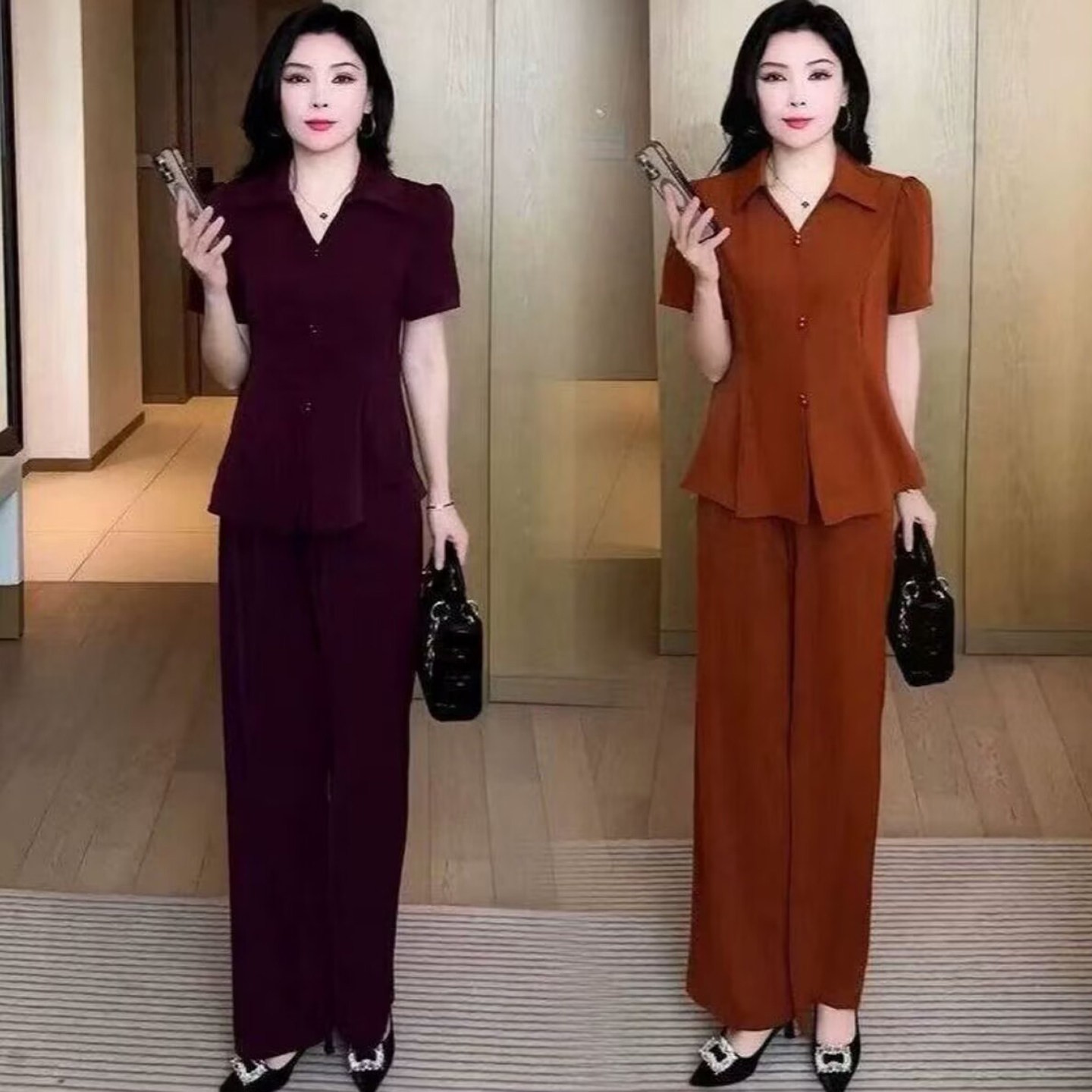 赴达女装气质休闲时尚套装2026夏季女士款洋气减龄短袖长裤两件a7