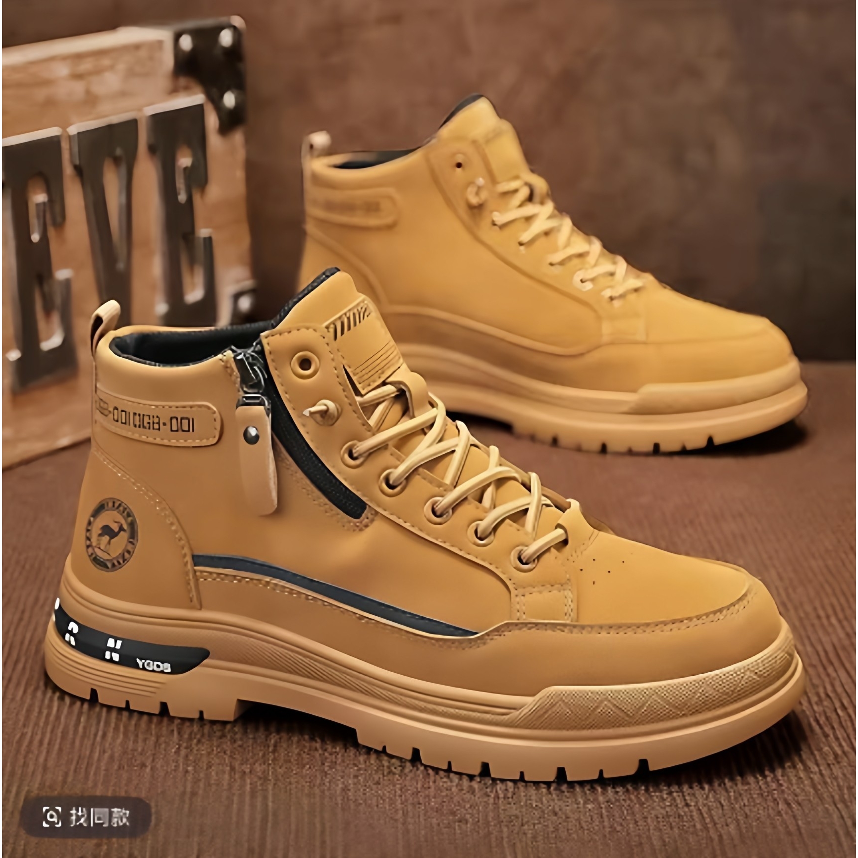 庆明优选百货男鞋秋冬新款男士软底耐磨马丁靴时尚百搭高帮休a35