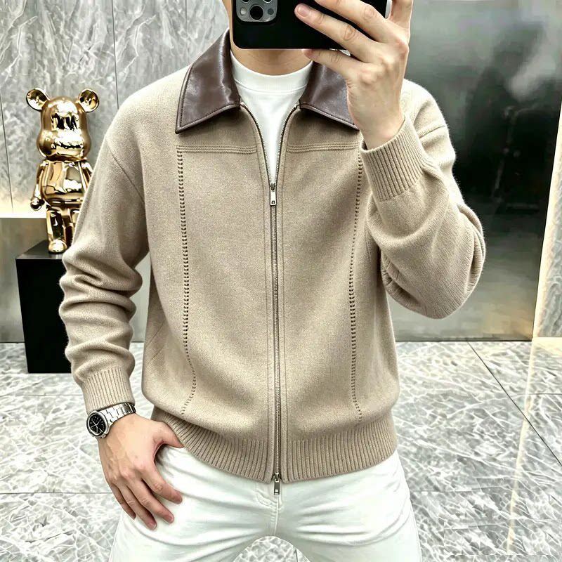 月光潮男服饰高档秋冬男士潮流休闲纯色毛衣外套针织开衫Y1868a8