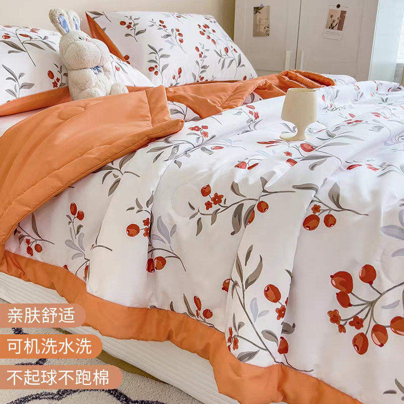 燕乐凉感冰丝双层纱印花夏凉被夏季家用宿舍薄款可机洗双人空调a5