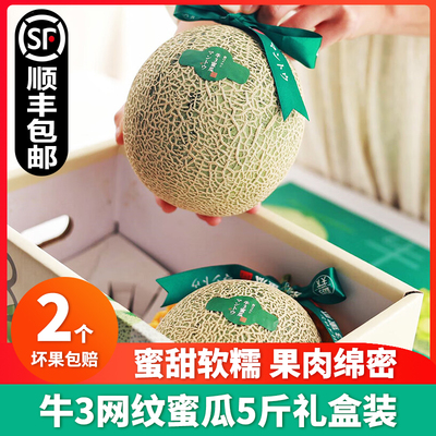 牛三蜜瓜5斤礼盒装网纹甜瓜蜜瓜日本静冈哈密瓜新鲜现摘顺丰包邮