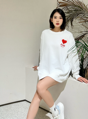 ESSENTIALS（特价清仓）秋冬新款爱心刺绣加绒卫衣女中长款上衣