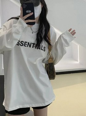 正品ESSENTIALS经典字母长袖t恤女宽松复线美式潮牌情侣装上衣